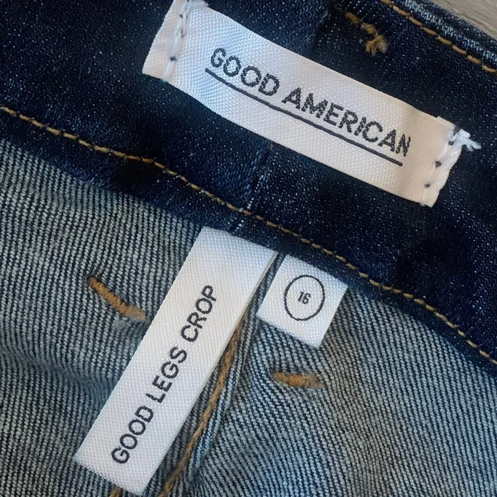 Good American Good Legs Crop Jeans High Rise Dark Wash Women's 16 - Picture 6 of 9